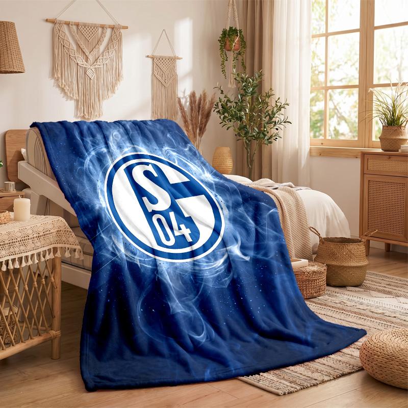 Schalke 04 Theme Fleece Blanket Cozy Soft Plush Blanket For Bedroom Couch Travel