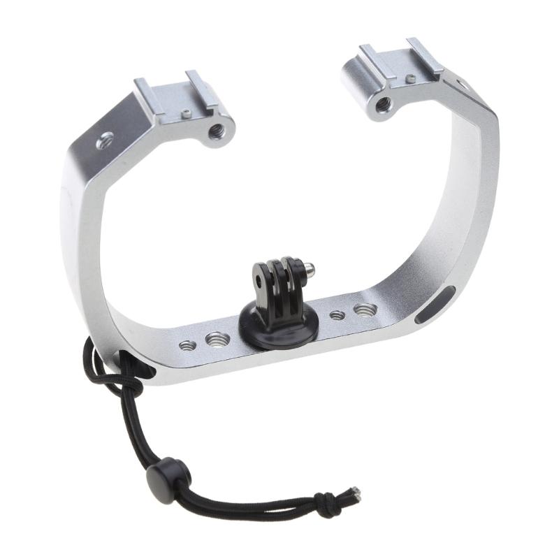 Diving Underwater Aluminum Selfie Monopod Mount Double-Arm Tray Handheld For  Action Camera Holder Bracket