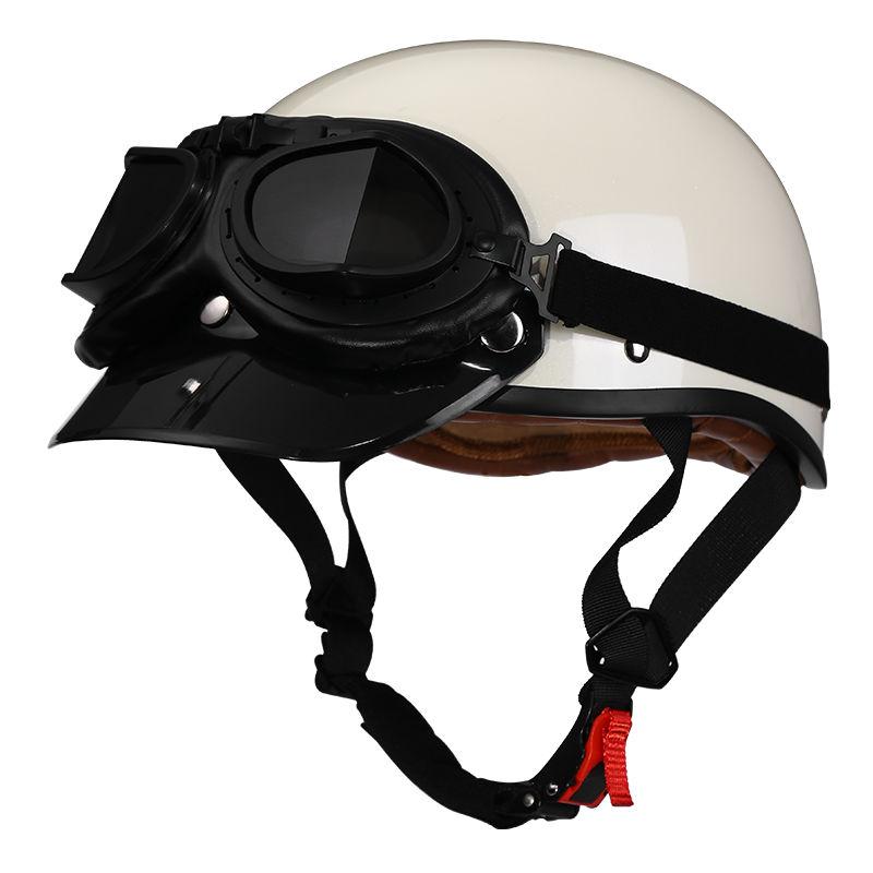 Retro Motorcycle Helmet, Men's Four Season Pedal Cruising Scoop Helmet, Safety Helmet, Women's Electric Half Helmet