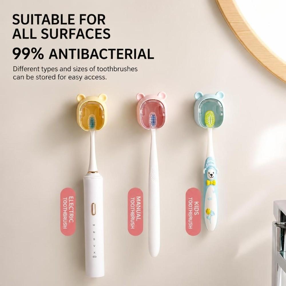 Dustproof Toothbrush Rack Bear Shape Toothbrush Storage Box Toothbrush Holder Home Storage