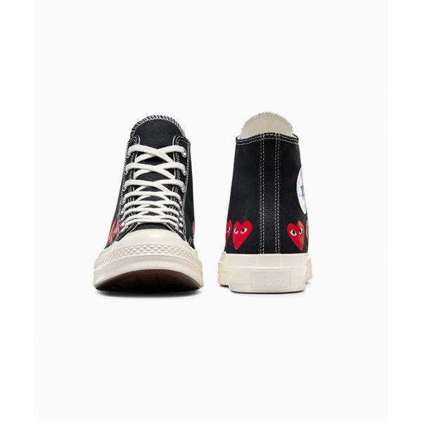 Comme des Garçons PLAY x Converse Chuck 70 High Multi Heart - Черные Унисекс Кроссовки Высокий Риск Красный Экгет A08147C