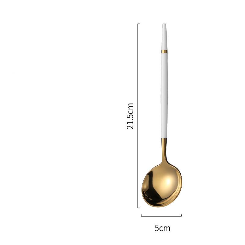Роскошная португальская столовая посуда, столовые приборы из нержавеющей стали, нож для стейка, десертная вилка для фруктов, столовая ложка, набор кухонных принадлежностей в золотом стиле в западном стиле