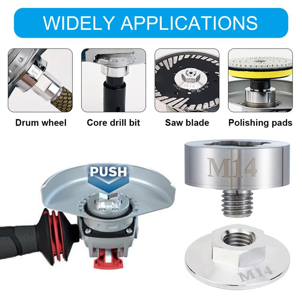 Набор адаптеров для болгарки M14 Стальные оправки со стопорной гайкой для быстросъемных механизмов X-Lock