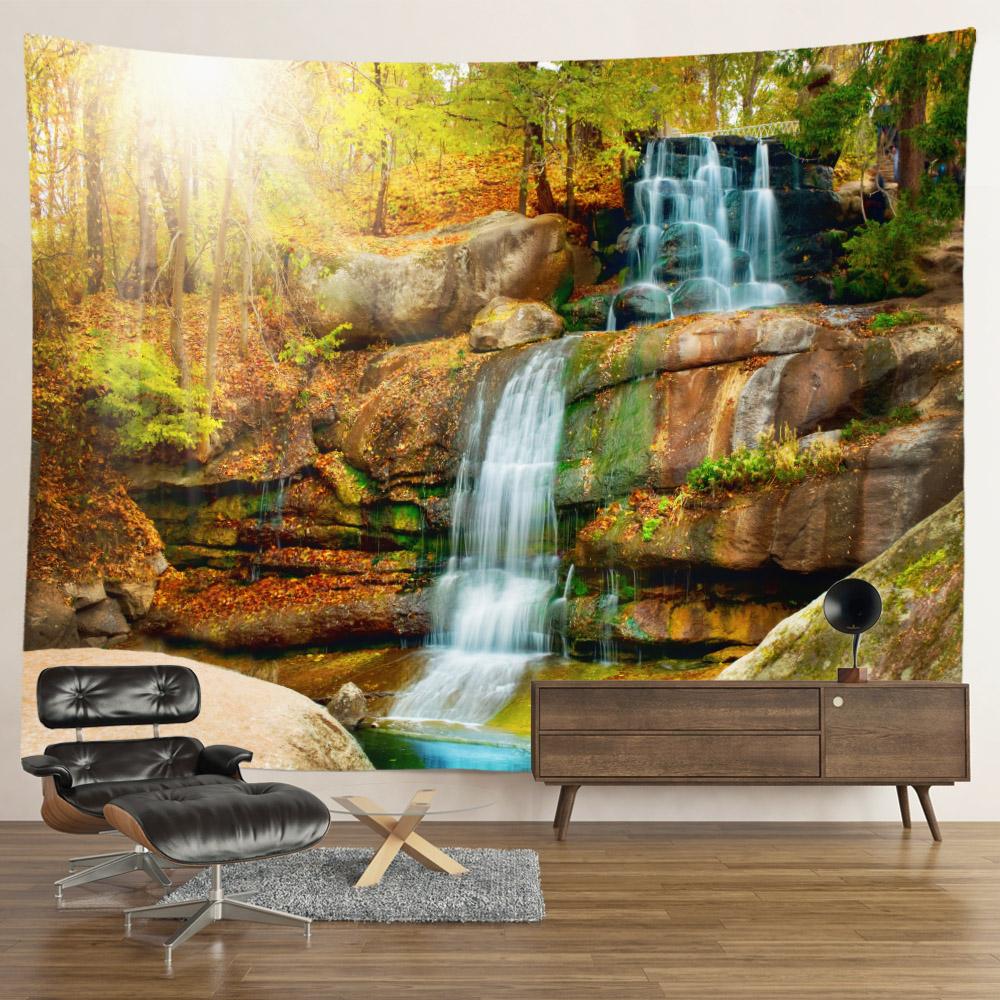 Пейзаж Водопад Гобелен Настенные Цветы Таинственный Лес Дерево Джунгли Большой Гобелен Искусство Эстетический Декор Комнаты Спальня
