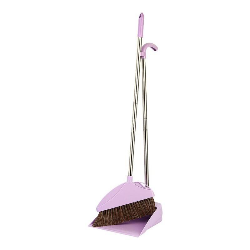 Bristle Broom Dustpan Set Home Use Soft Hair Remover Non-Stick Floor Cleaning Tool