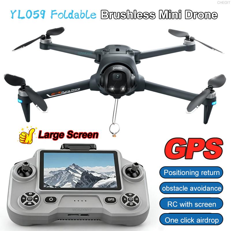 НОВЫЙ GPS-дрон YL059 с экраном 8K, профессиональный, 5G HD, двойная камера, фотография, бесщеточный, складной, RC, дальность 3 км, квадрокоптер, игрушка