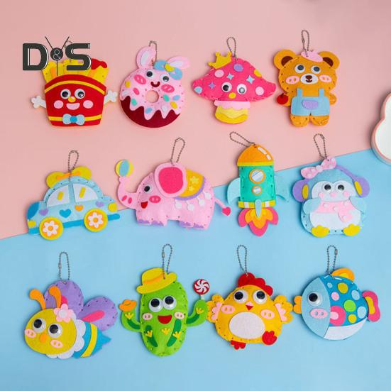 6Pcs/Set Kids DIY Doll Sewing Kit Handmade Non-woven Fabric Animal Plushie Stuffed Animal Craft Sewing Kit Beginner Toddlers Boys Girls Gift