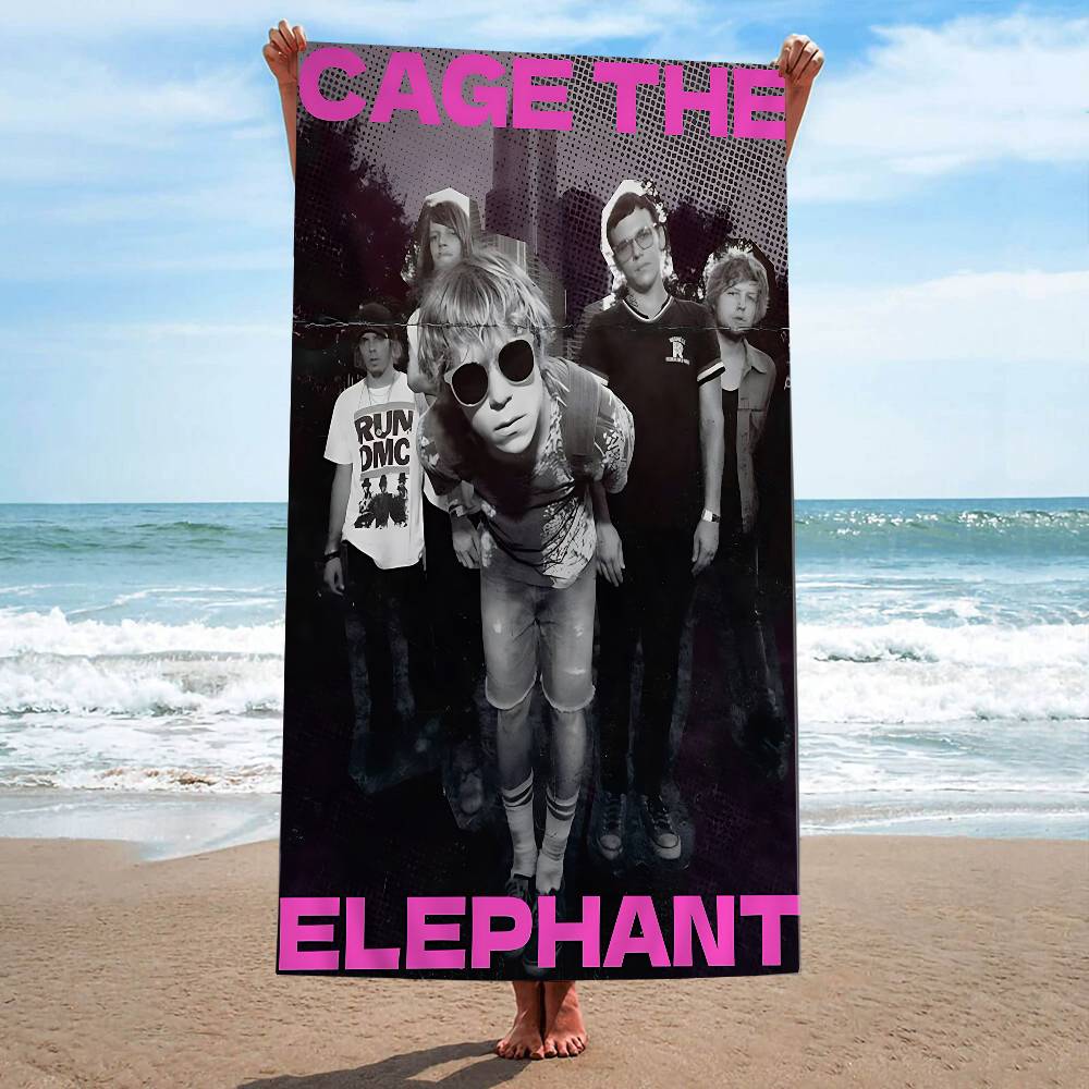 Поп-рок группа Cage The Elephant Аниме Пляжное полотенце для купания Мягкое впитывающее полотенце Детские подарки Для детей Путешествия Кемпинг