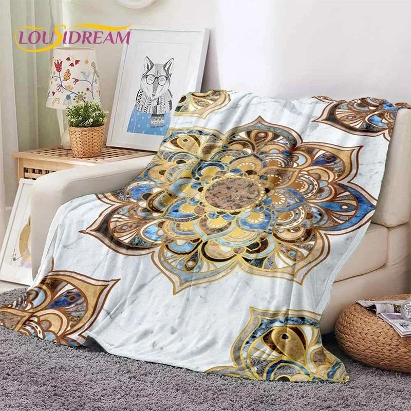 3D Mandala Yoga Flower Bohemia Meditation Nature Soft Flannel Blanket for Bed Bedroom Sofa Picnic,Throw Blanket Outdoors Leisure