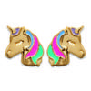 [R7466] - Gold Plated Earrings 'Licorne My Unicorn' Multicolored Gold - 8x8 Mm