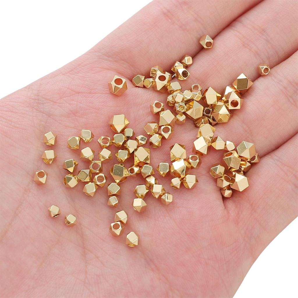 Copper Polygonal Cut Loose Bead Partition For DIY Jewelry Making Craft Accessories