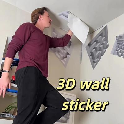 48*48см 3D Настенное искусство Оптическая иллюзия Угловая наклейка на стену Большая Съемная Самоклеящаяся Настенная роспись T Современный Домашний Декор Для Гостиной Наклейка