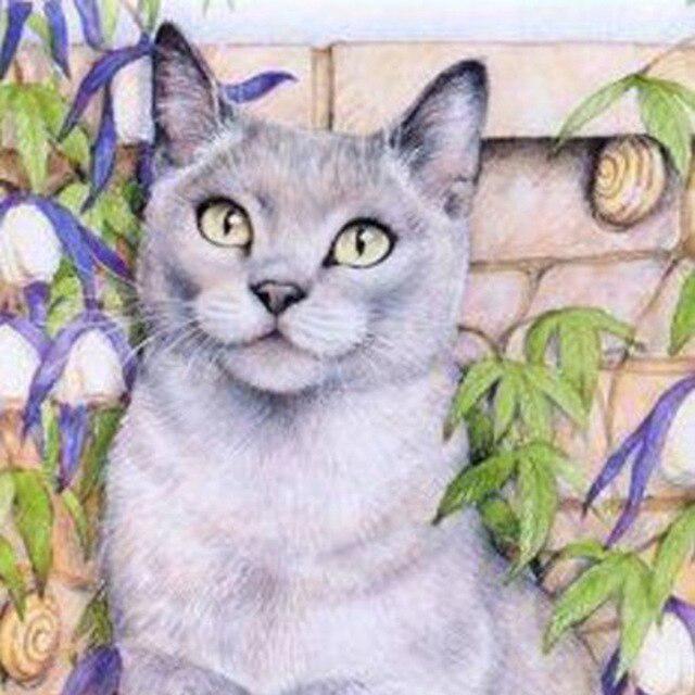 Кошка DIY 5D алмазная живопись полная круглая дрель милые животные Алмазная вышивка наборы крестиков мозаичная настенная живопись Рождественский подарок