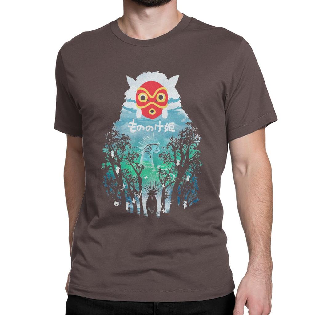 Vintage River Flows In You T Shirt For Men Pure Cotton T Shirts Princess Mononoke Ghibli