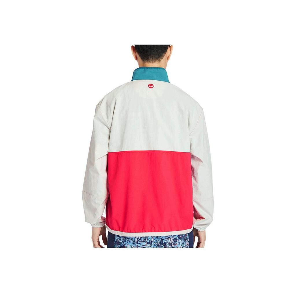 Timberland Color Block Half-Zip Stand Collar Jacket Men Jackets Pink White A2D4S-BN4