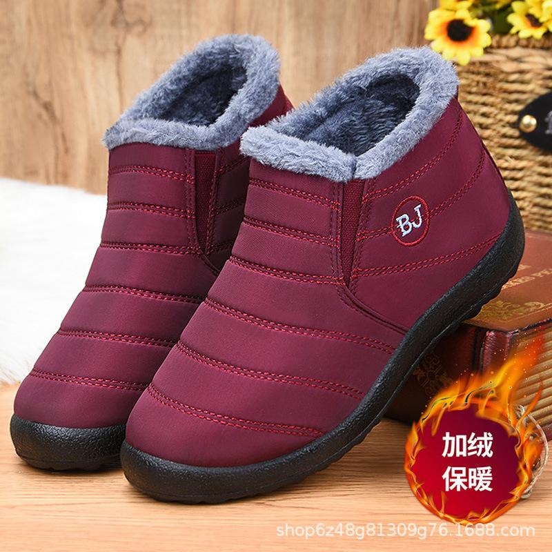 Хлопковые туфли для внешней торговли женские 2025 новые хлопковые ботинки большого размера на толстой подошве и с утолщенной подкладкой, старые пекинские зимние сапоги, теплая повседневная обувь