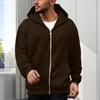 Yousheng Men Sweatshirt Coat Hooded Long Sleeve Zipper Closure Hoodie Coat with Schoolbag Design Solid Color Loose Fit Outerwear