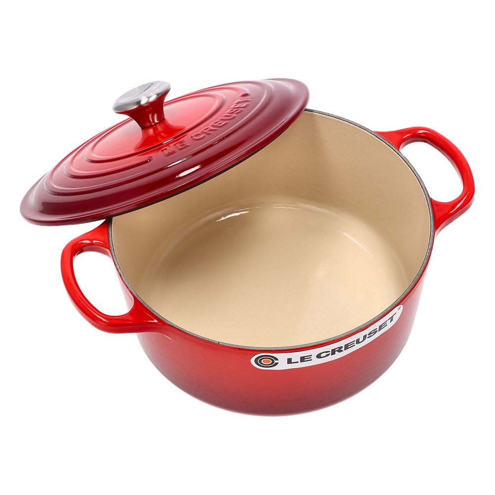 Le Creuset SIGNATURE Signature Cocotte ronde 22см Cocotte ronde Вишневый горшок Новая жизнь [Le Creuset] Двуручный [Предмет]