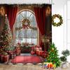 Рождественская шторка для душа Елка Подарки Зимний лес Кедр Природа Пейзаж Дом Настенный гобелен Тканевые шторы для ванной Декор