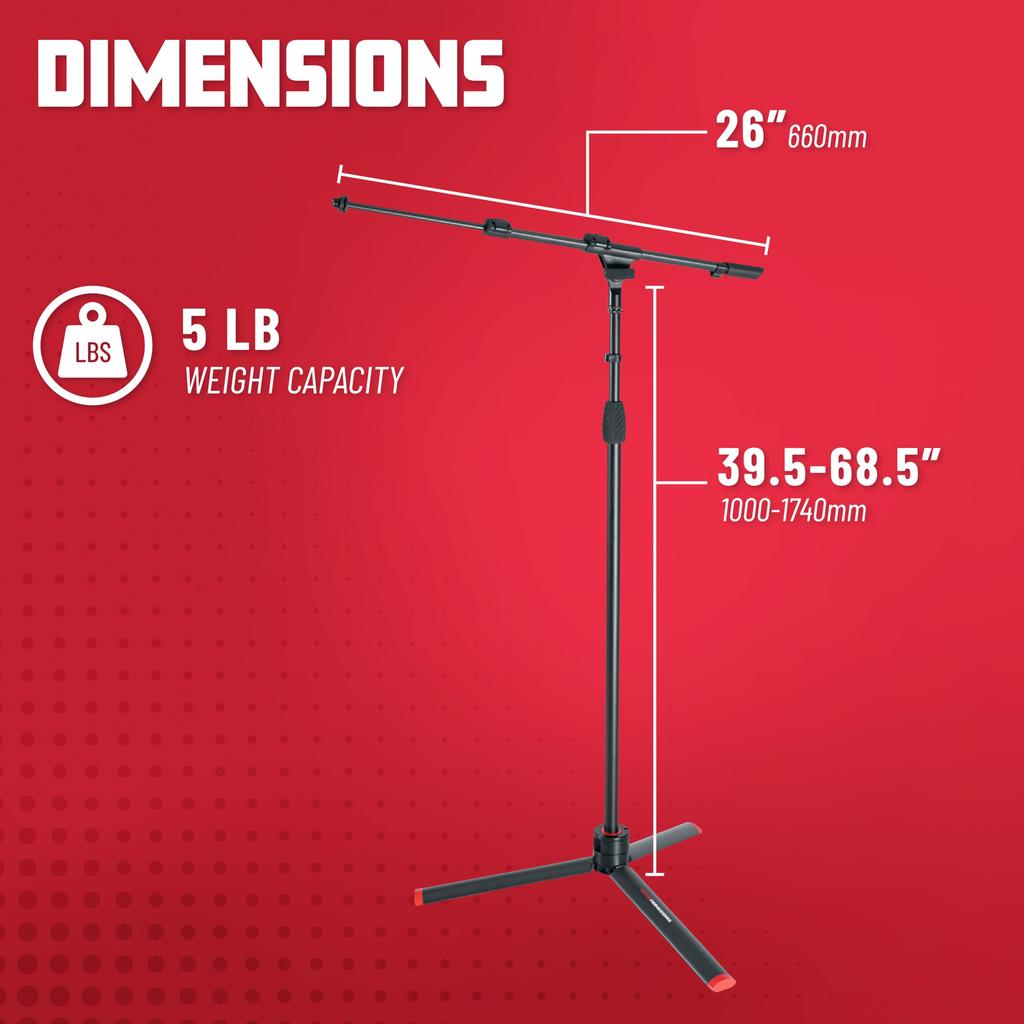 GATOR Frameworks ID Series Microphone Stand with Telescoping Boom Arm (GFW-ID-MIC)