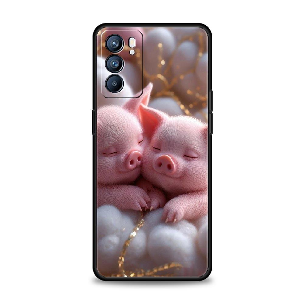 Милый Чехол для Телефона в Виде Свинки Для Oppo A17 A31 A54 A57 A78 A79 A98 Find X5 X6 Reno 6 7 8 10 11 12 13 F Pro 5G Мягкий ТПУ Чехол Fundas Capas