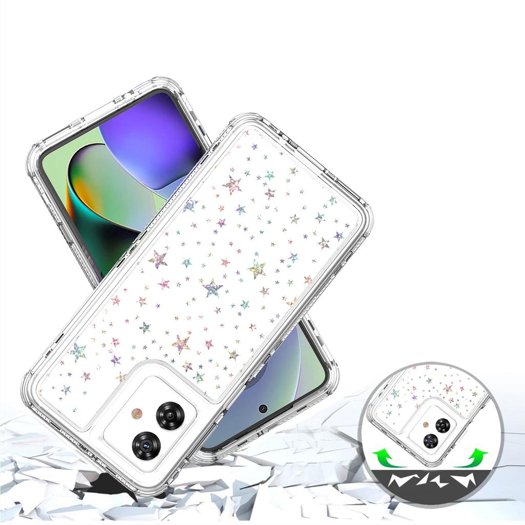 For Motorola Moto G54 5G/G55 5G Case Precise Cutouts Acrylic TPU Clear Phone Cover with Laser-printed Film