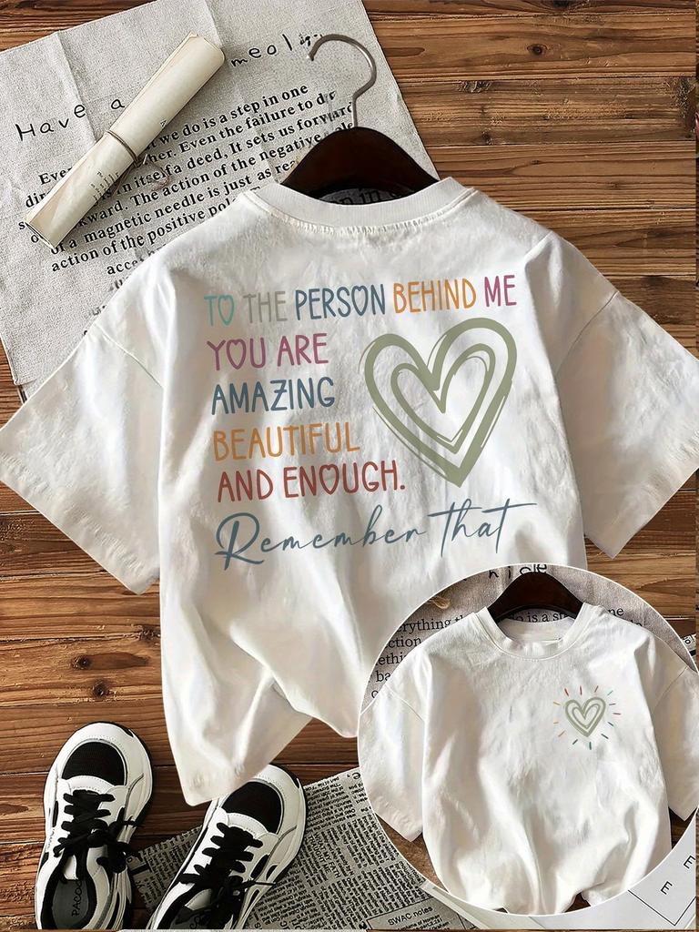 To The Person Behind Me Letter Print Cotton Women's T-shirt Casual Loose Short Sleeve Street Summer Round Neck T-shirt Y2K