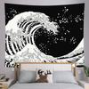 Black and White Mountains Rivers Waves Skeleton Star Moon Tapestry Retro Wall Hanging Bedroom Dormitory Home Decoration