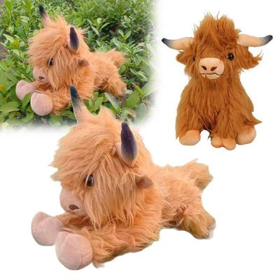 Плюшевая кукла Хайлендская корова Мягкая набивная игрушка Очаровательная плюшевая игрушка в виде скота для детей и взрослых