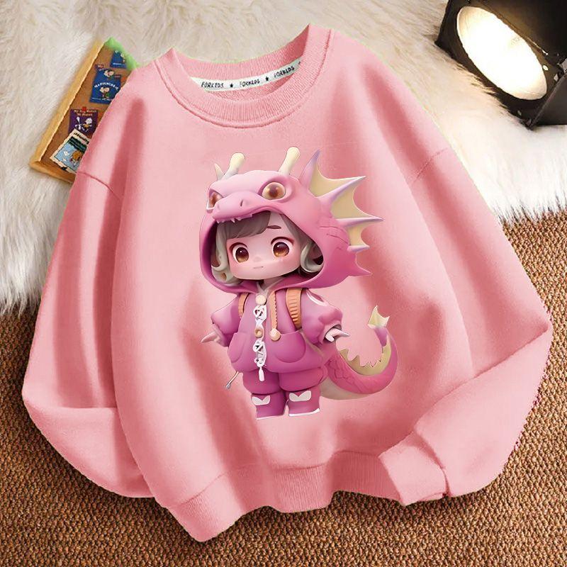 Милые толстовки с круглым вырезом и капюшоном с динозаврами для детей, модные толстовки с длинными рукавами для мальчиков и девочек на весну и осень