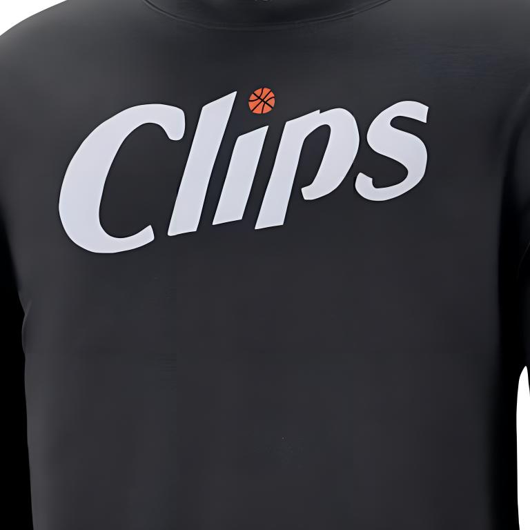 Nike Футболка X NBA Collaboration Los Angeles Clippers с принтом букв, дышащая, с круглым вырезом и длинным рукавом, мужская, черная FN1110-010