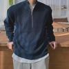 Hong Kong Style Men's Loose Half-Zip Stand Collar Sweater for Spring & Autumn
