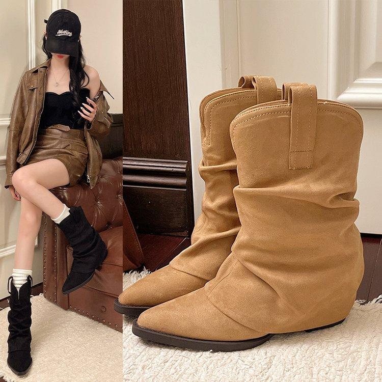 Loose Women's Models Are Not Tired Feet Soft Elastic Soles Warmth and Increase the Height of the Comfortable and Fashionable Versatile Martin Boots