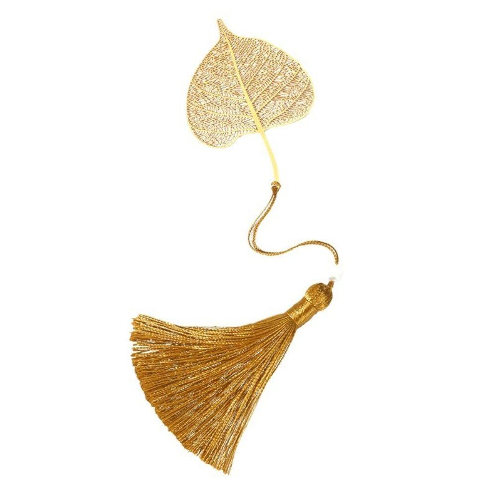 Tassels Metal Bookmark Lotus Flower Book Clip Hollowed Out Bookmark School Office Supplies