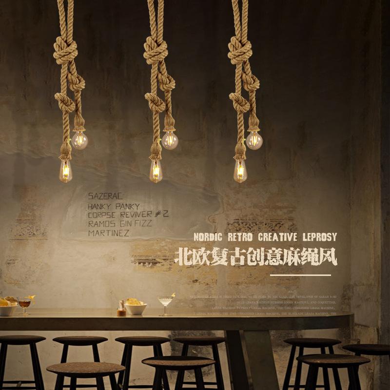Винтажный подвесной светильник из пеньковой веревки в стиле ретро, ​​лофт, промышленный подвесной светильник, креативный кантри-стиль, лампа Эдисона, домашний светильник