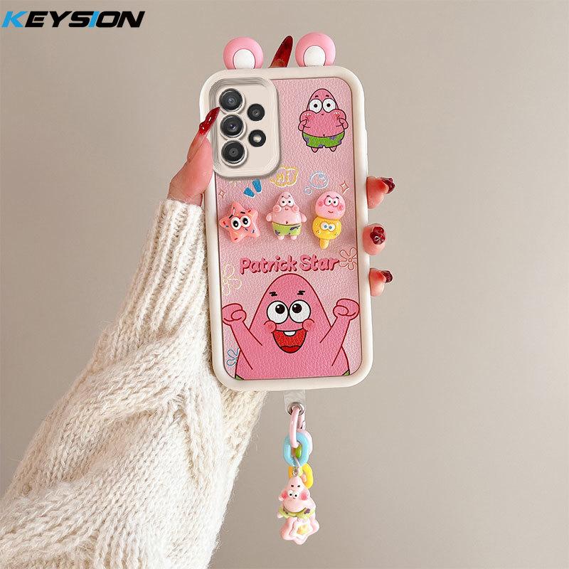 KEYSION Cute Ear 3D Cartoon Case for Samsung A52 5G A52S 5G with Bracelet Soft Silicone Shockproof Phone Cover for Galaxy A32 4G