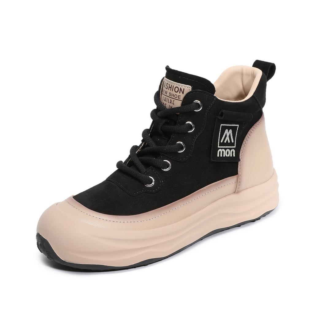 Johnature Ботильоны из натуральной кожи на толстой подошве в стиле ретро с боковой молнией, повседневные женские туфли на плоской платформе со шнуровкой