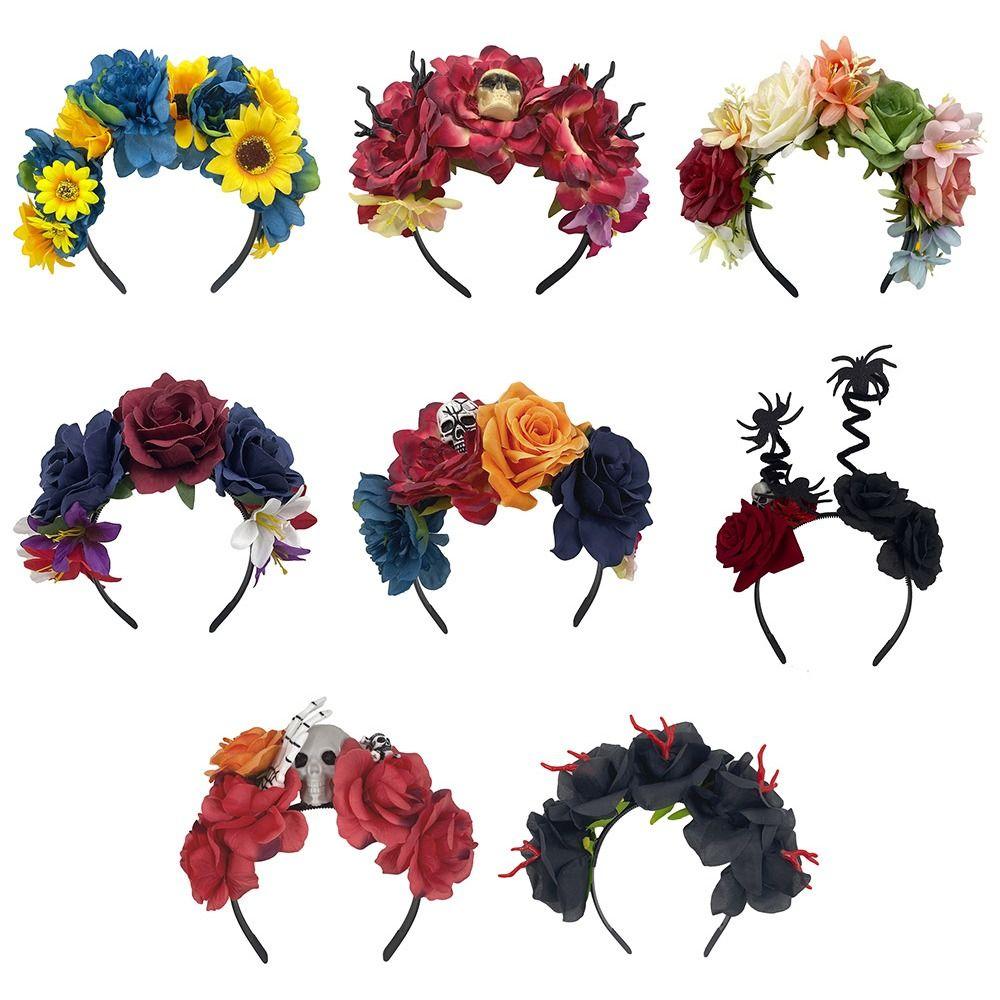 Day of the Dead Mexican Flower Crown Halloween Mexican Hair Accessories for Women