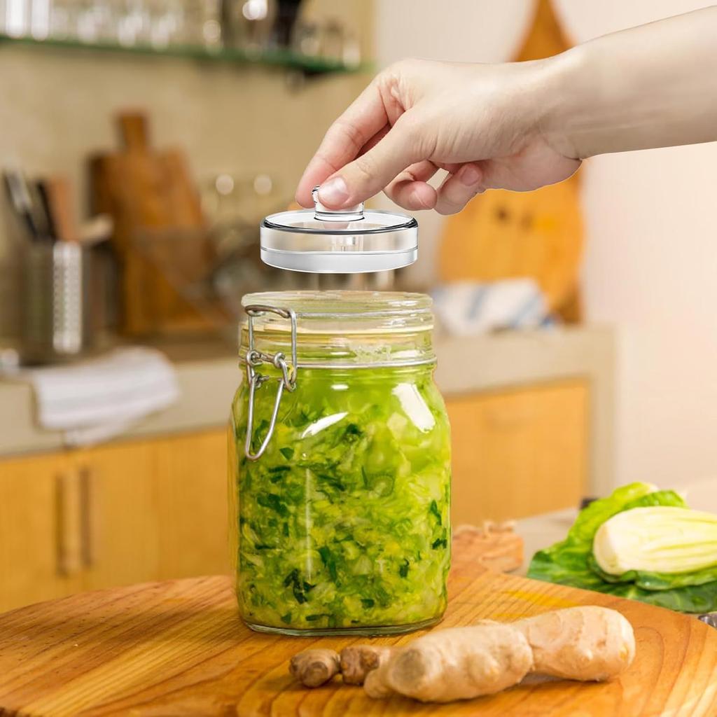 Mason Jar, Wide Mouthed Can Head Bottle, Durable, Glass Weight, Easy To Grip Handle, Glass, Weight Fermentation and Pickling Kit