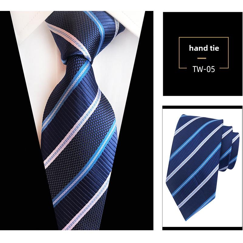 Мужская темно-синяя полосатая рубашка в деловом стиле с галстуком ручной работы для деловых встреч или собеседований