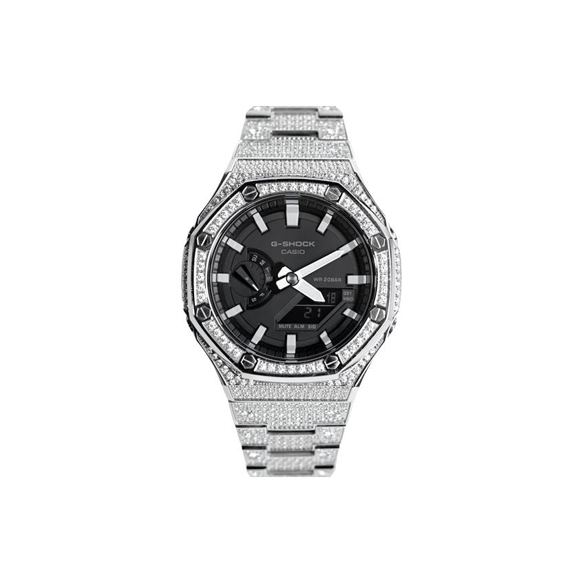 Casio Мужские часы с двойным дисплеем (жидкокристаллический/аналоговый) Серия Черные часы GA-2100-1A-