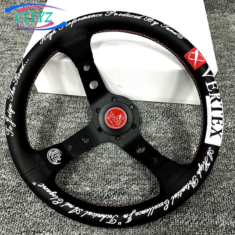 12.5inch 320mm Racing Drift Steering Wheel Real Leather Deep Dish VERTEX Sim Embroidery JDM Car Accessories