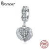 BAMOER Authentic 925 Sterling Silver Pave Setting CZ The Wing of Heart Pendant Original Brand