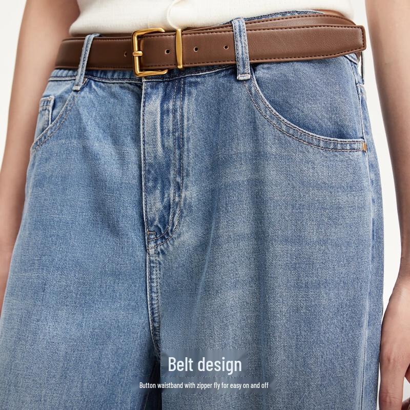 VEROMODA Women's Wide-Leg Lyocell-Cotton Jeans with Belt