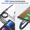 100 Вт сверхбыстрая зарядка USB C Type 3 в 1 кабель для передачи данных с подсветкой для iPhone Samsung Xiaomi Huawei шнуры для быстрой зарядки