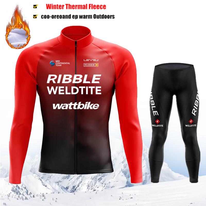 Thermal Fleece Bike Jersey + Bib Pants, Long Sleeve Cycling Clothing Sets Man Black Cycling Clothing 2026 Winter Fleece Warm Cycling Suit Set