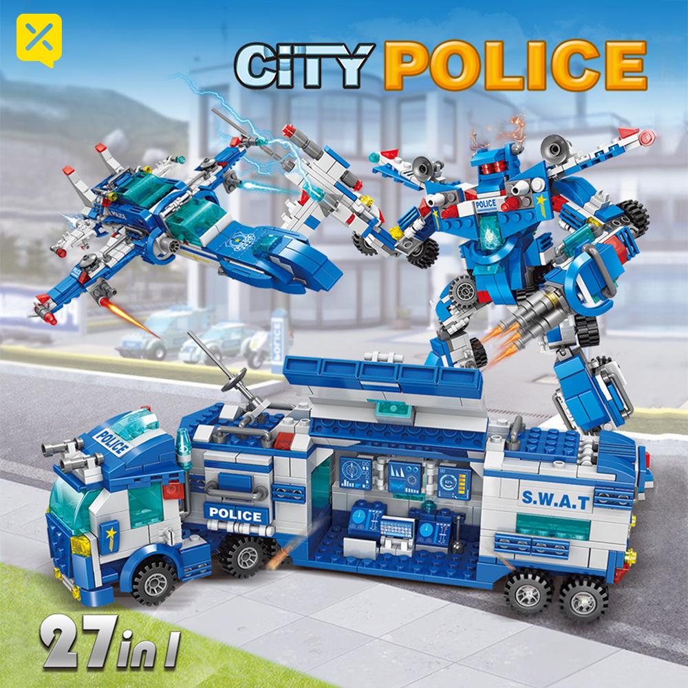 700 шт. Городской патруль полицейский департамент машин строительные блоки транспорт грузовики вдохновленные фигурки кирпичи детские игрушки детский подарок