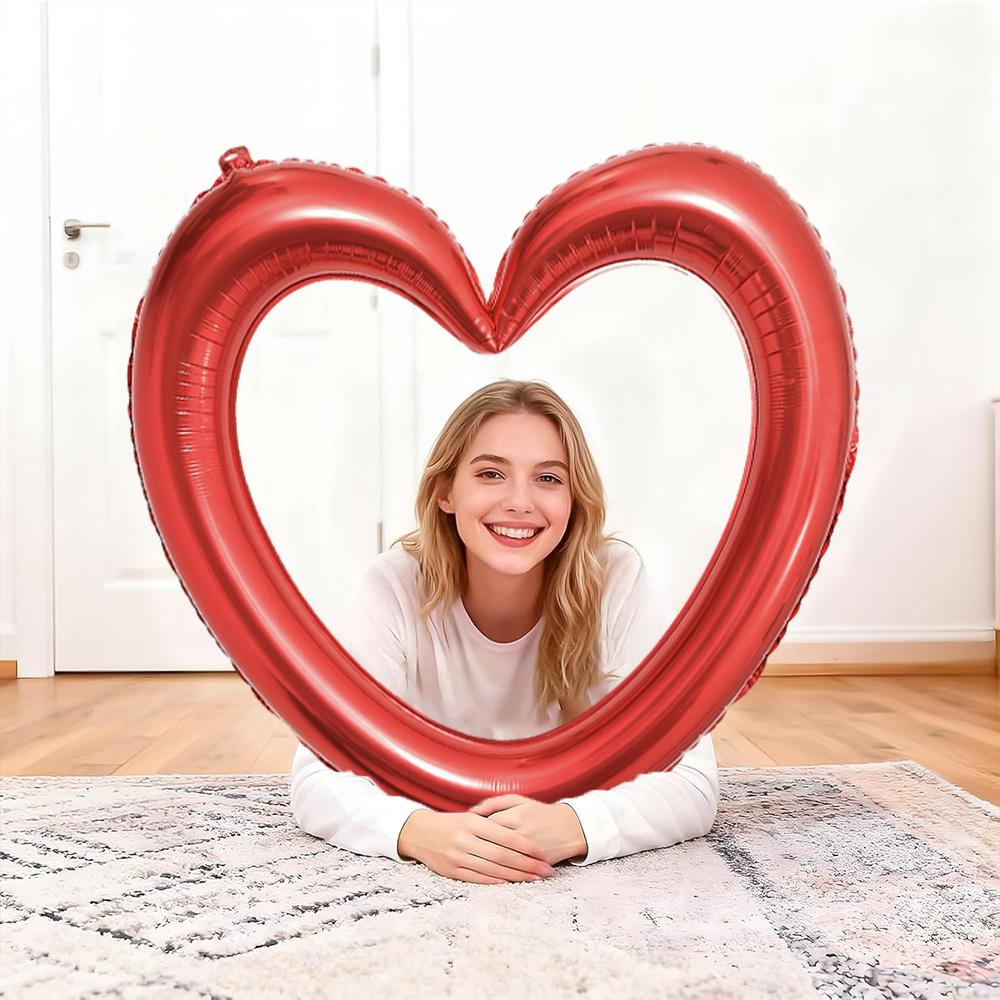 3-Pack of Heart-Shaped Aluminum Foil Balloons, 40inch Hollow Heart Balloons, Suitable for Valentine's Day, Birthday Parties, Wedding Part