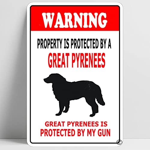Warning Beware of Great Pyrenees Funny Metal Sign Decoration TIN