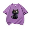 Cute Black Cat Graphic Tee Kids 100 Cotton Crew Neck Casual Breathable T Shirt Short Sleeve Muticolor Tops For Sweet Girls Boys